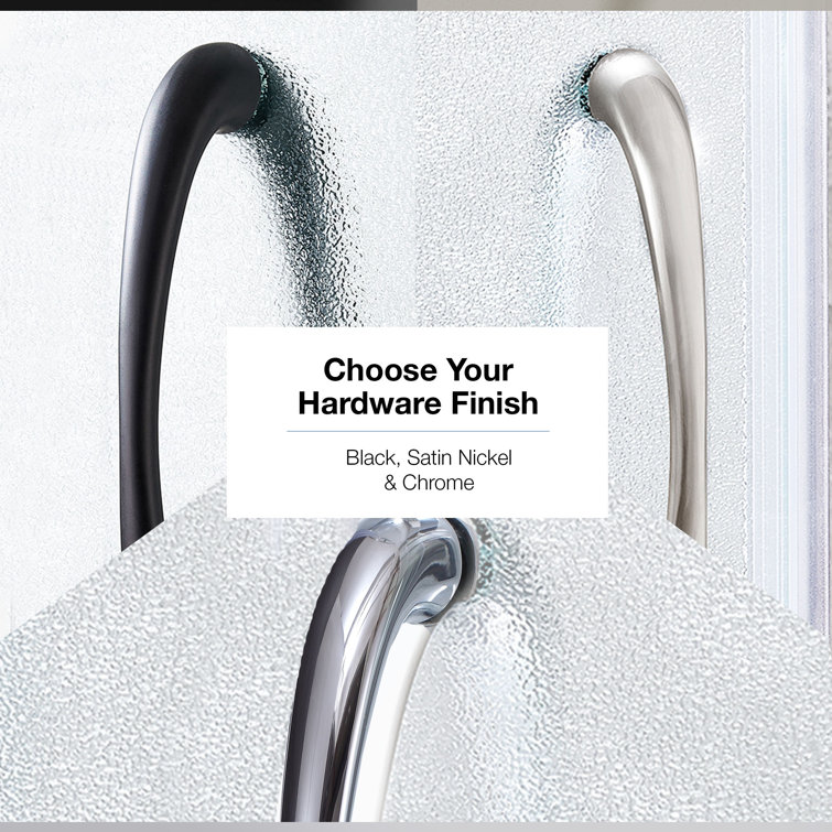 36" x 76" Round Frosted Glass Sliding Shower Kit with Acrylic Base