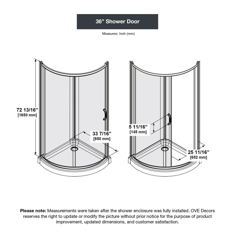 36" x 76" Round Frosted Glass Sliding Shower Kit with Acrylic Base