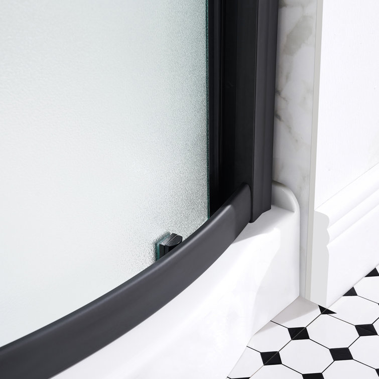 Breeze Black Framed Frosted Glass Round Sliding Shower Kit