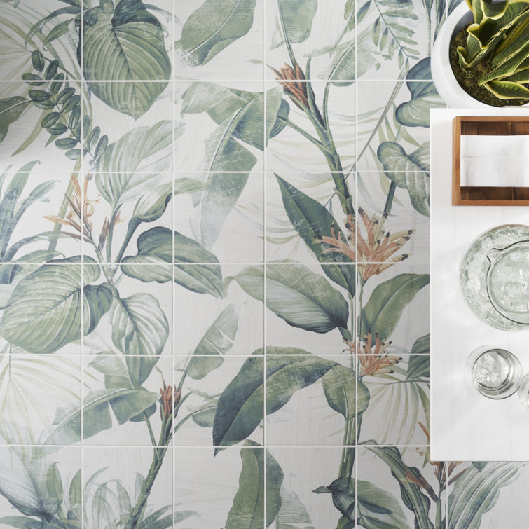 Spring Botanical Matte Porcelain 8" x 8" Tile Mural