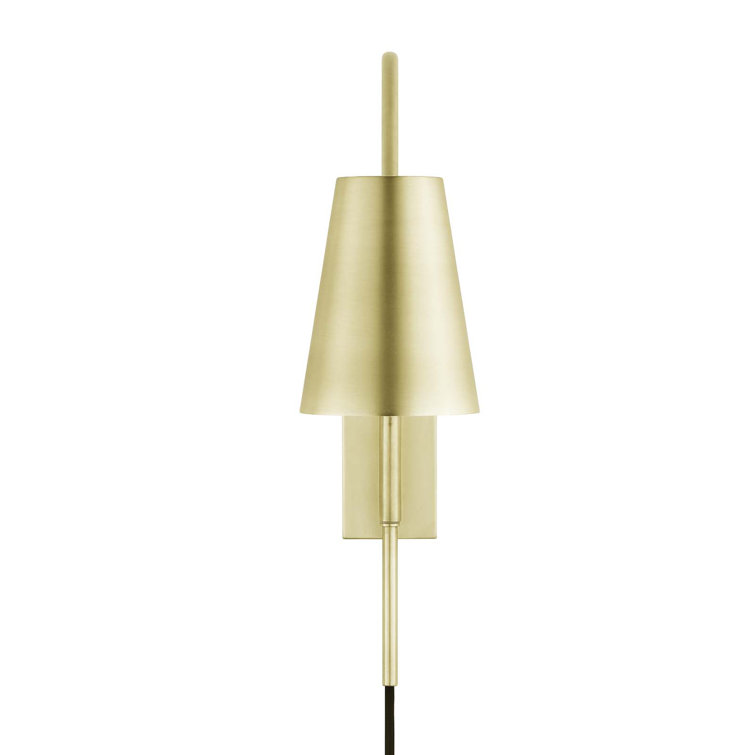 Satin Brass Adjustable Arm Wall Sconce with Metal Shade