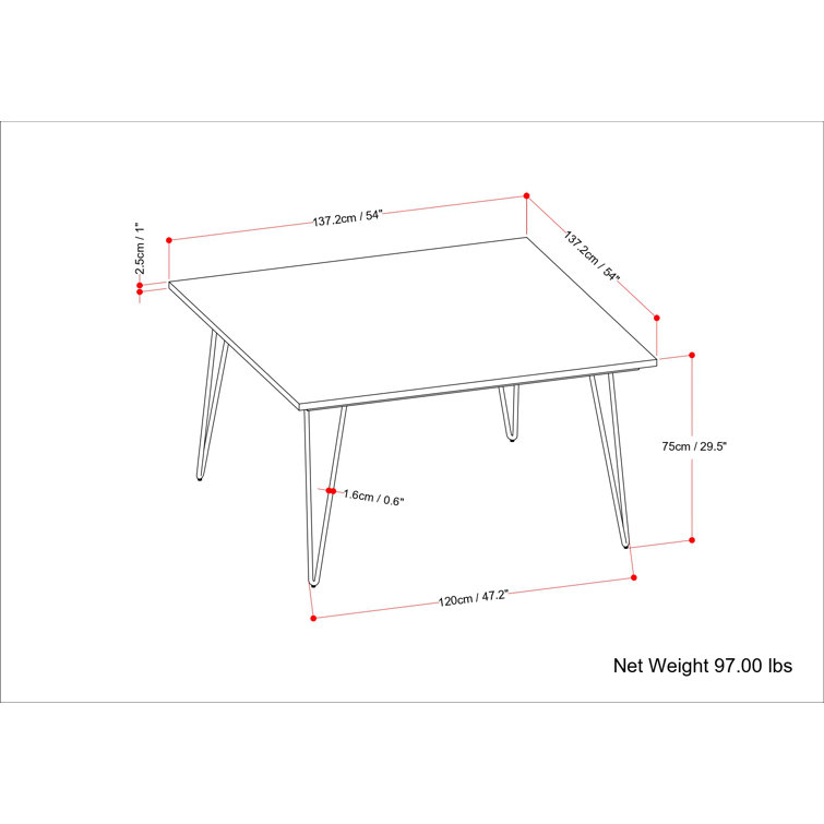 Hunter Square 54" Solid Mango Wood Dining Table in Natural