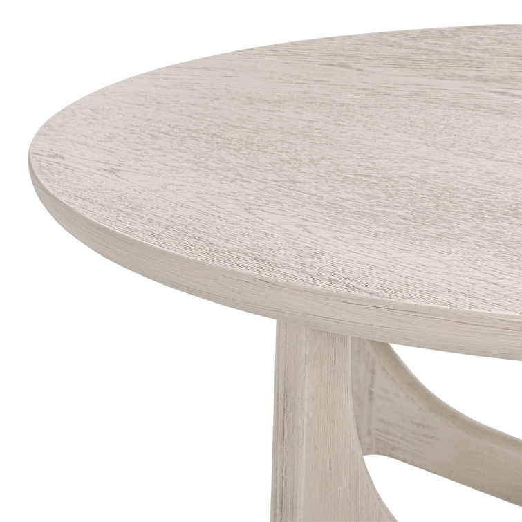 White Washed Round Manufactured Wood Coffee Table