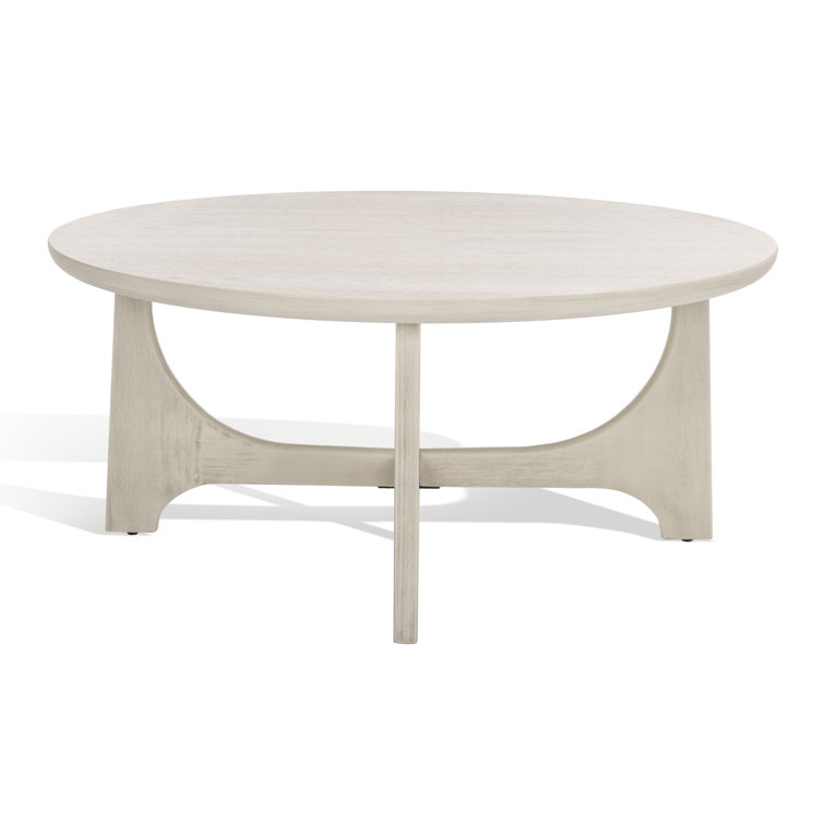White Washed Round Manufactured Wood Coffee Table