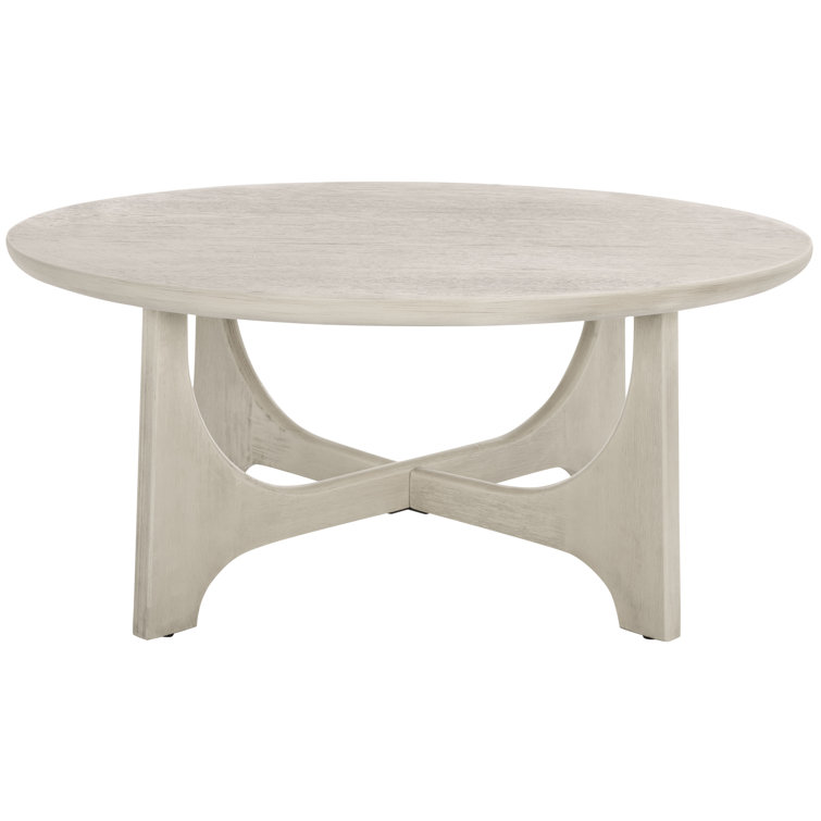 White Washed Round Manufactured Wood Coffee Table