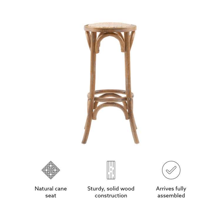Rae Rustic Beige Elm Wood Backless Bar Stool
