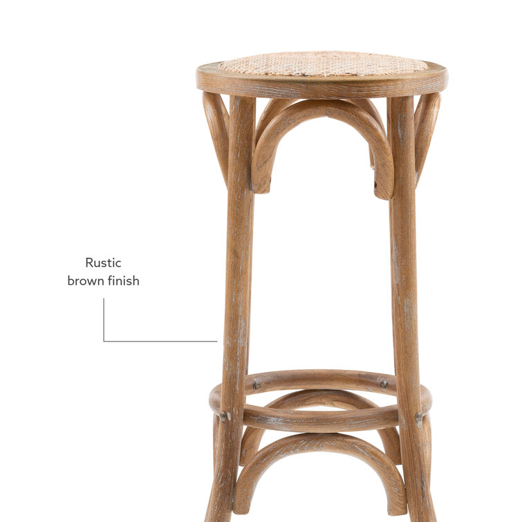 Rae Rustic Beige Elm Wood Backless Bar Stool
