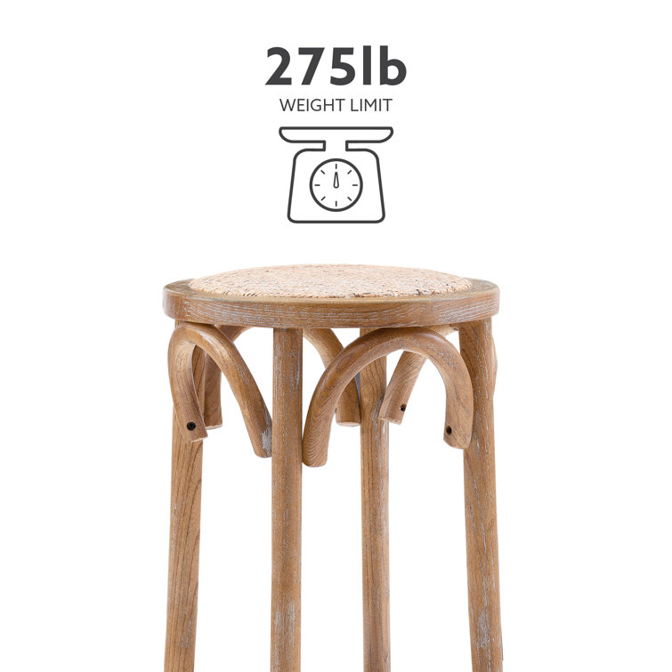 Rae Rustic Beige Elm Wood Backless Bar Stool