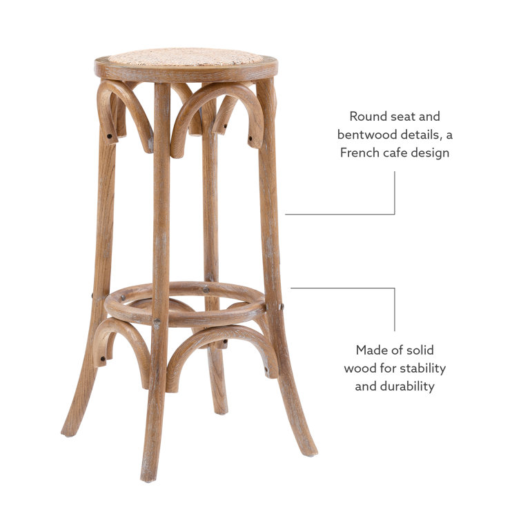 Rae Rustic Beige Elm Wood Backless Bar Stool