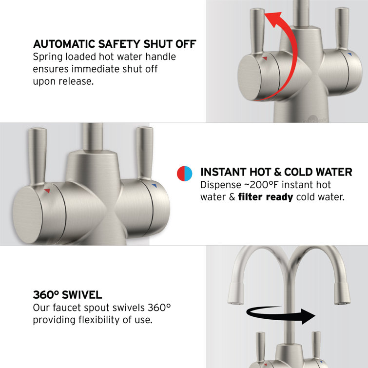 Satin Nickel Double Handle Hot and Cold Water Dispenser