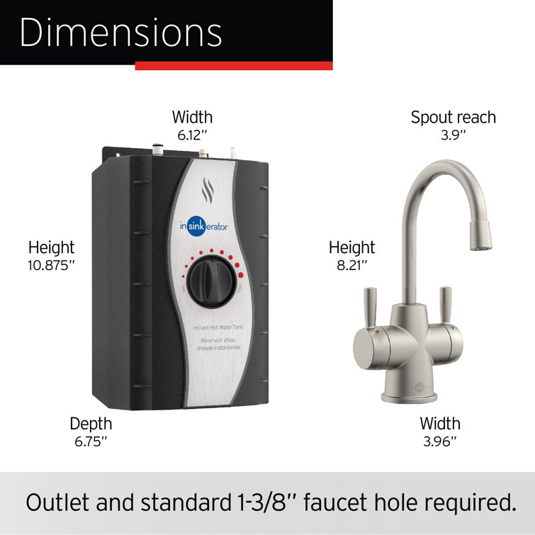 Satin Nickel Double Handle Hot and Cold Water Dispenser