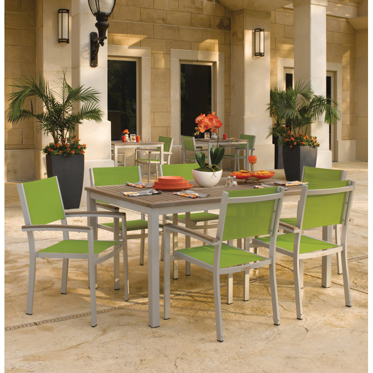 Travira Green Sling Armchair Set with Flint Aluminum Frame