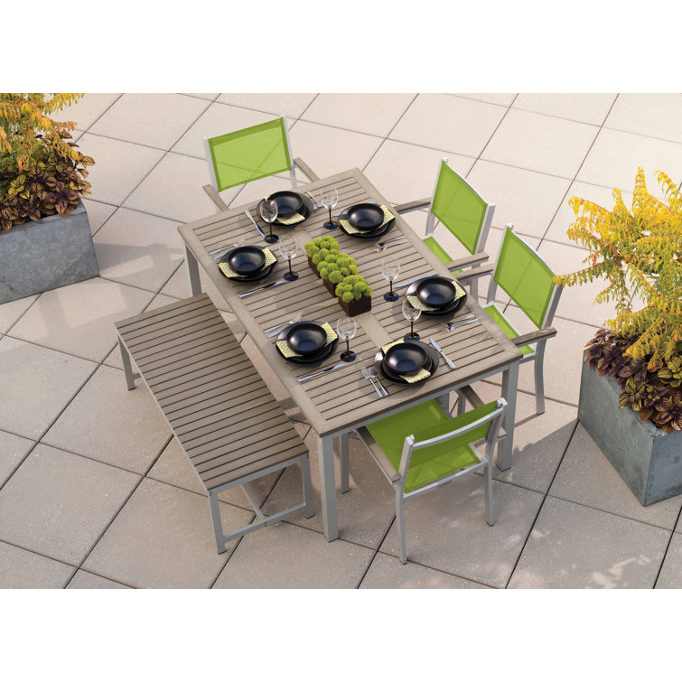 Travira Green Sling Armchair Set with Flint Aluminum Frame