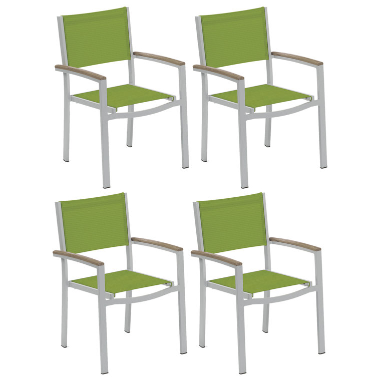 Travira Green Sling Armchair Set with Flint Aluminum Frame