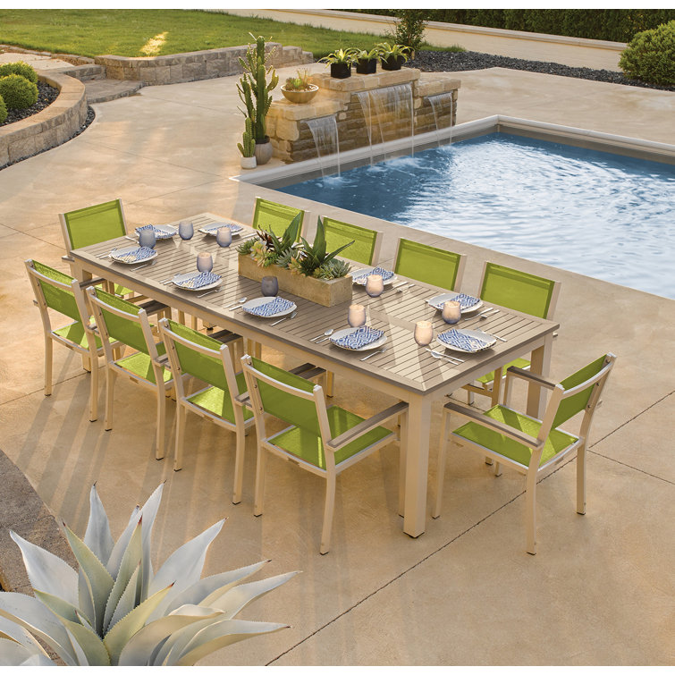 Travira Green Sling Armchair Set with Flint Aluminum Frame