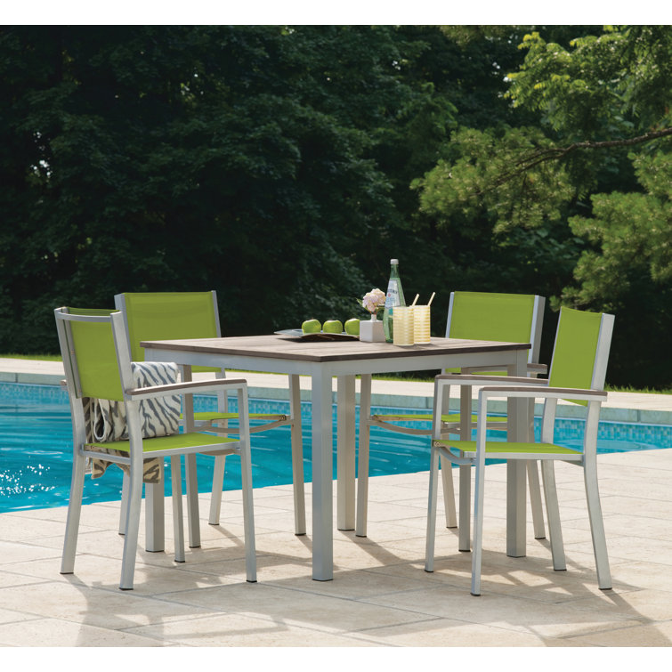 Travira Green Sling Armchair Set with Flint Aluminum Frame