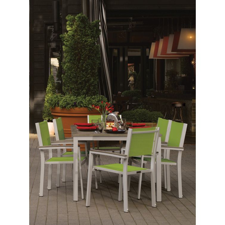 Travira Green Sling Armchair Set with Flint Aluminum Frame