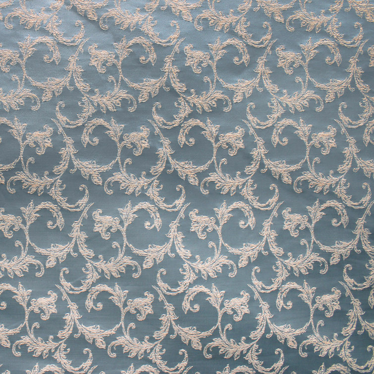 Denim Blue Floral Jacquard Velvet Upholstery Fabric