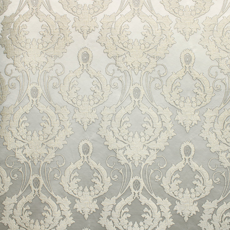 Ivory Damask Jacquard Fabric for Drapery and Bedding