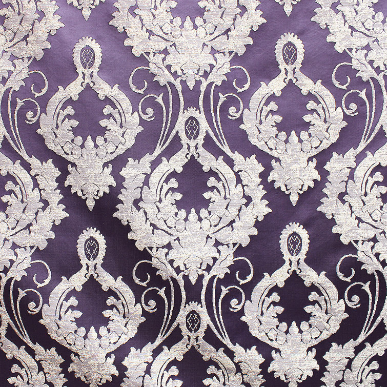 Luxurious Purple Damask Jacquard Fabric by the Yard
