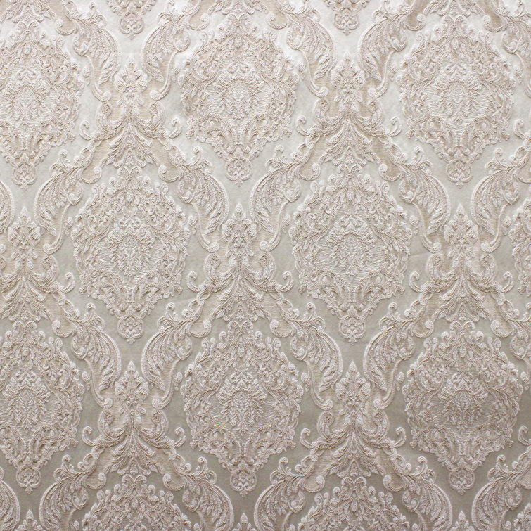 Beige Damask Jacquard Upholstery Fabric by the Yard