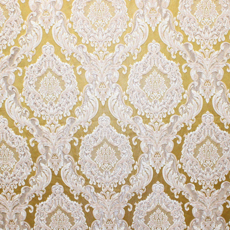 Gold Damask Jacquard Upholstery Fabric by the Yard