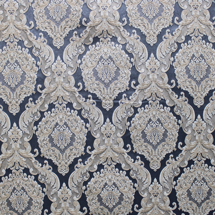 Ocean Blue Damask Jacquard Upholstery Fabric