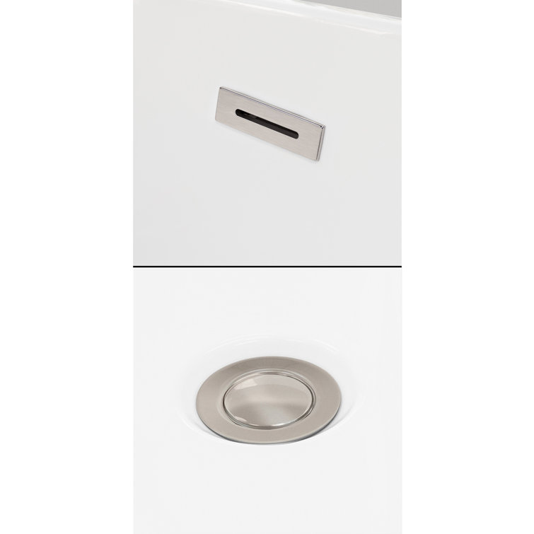 Dorrit 66" White Acrylic Freestanding Soaking Bathtub with Brushed Nickel Trim