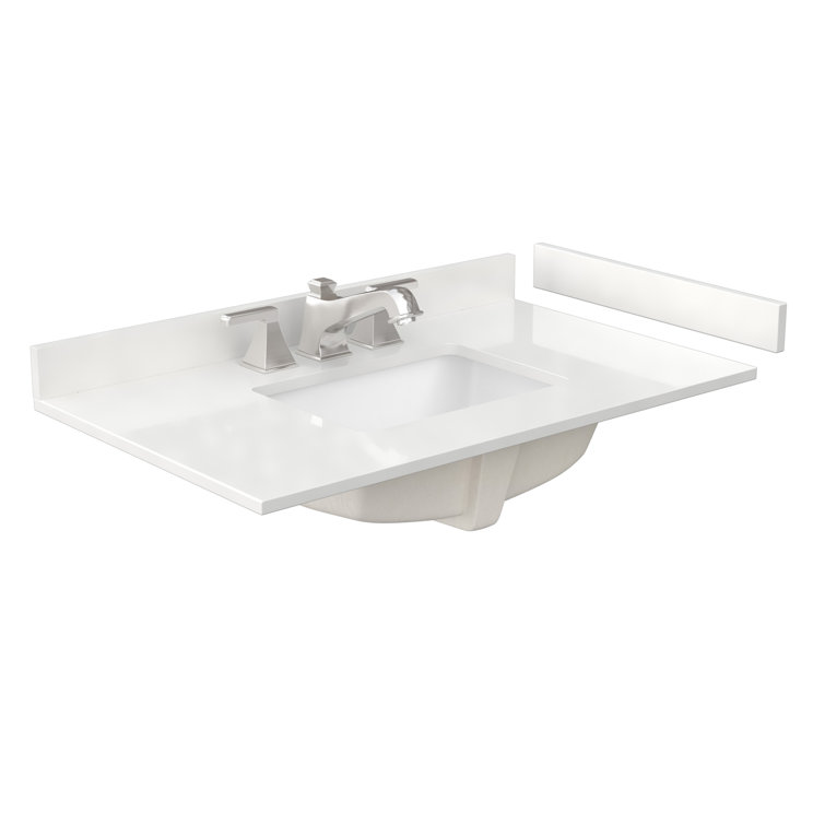 Elan 36-Inch White Oak Single Vanity with Nickel Trim and Quartz Top