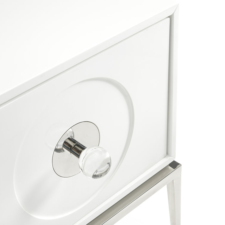 White Lacquer and Polished Nickel End Table