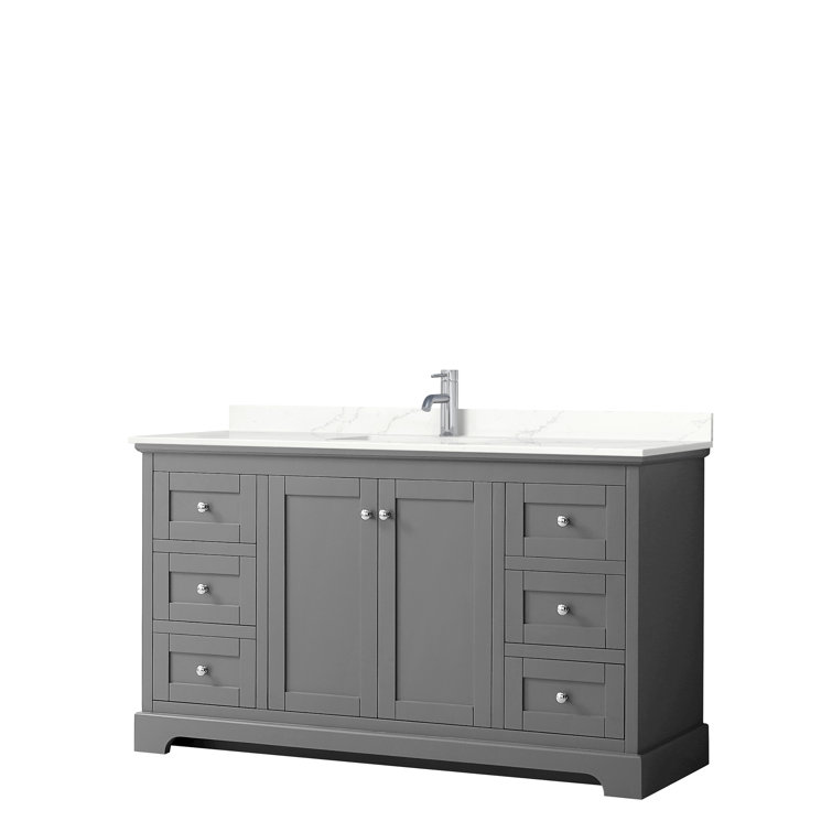 Avery 60'' Dark Gray Single Bathroom Vanity with Marble Top