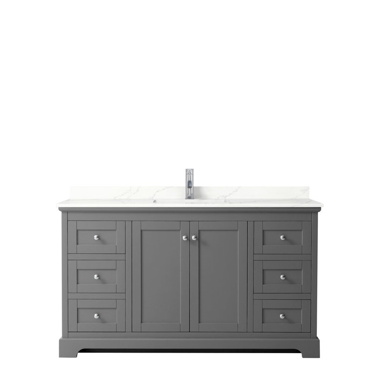 Avery 60'' Dark Gray Single Bathroom Vanity with Marble Top