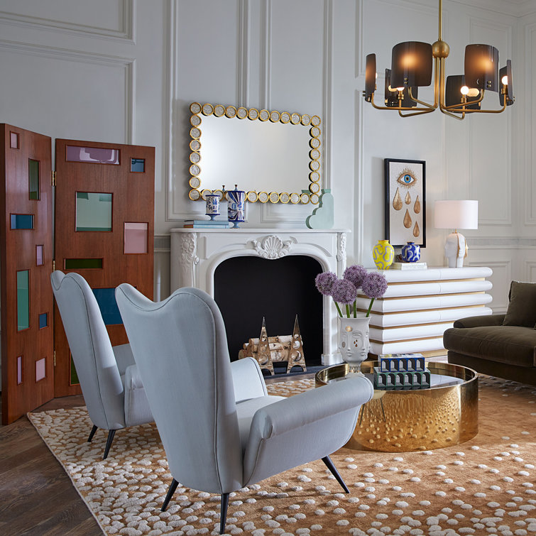 Twinkly Chic Pearl and Polished Brass Rectangular Mirror