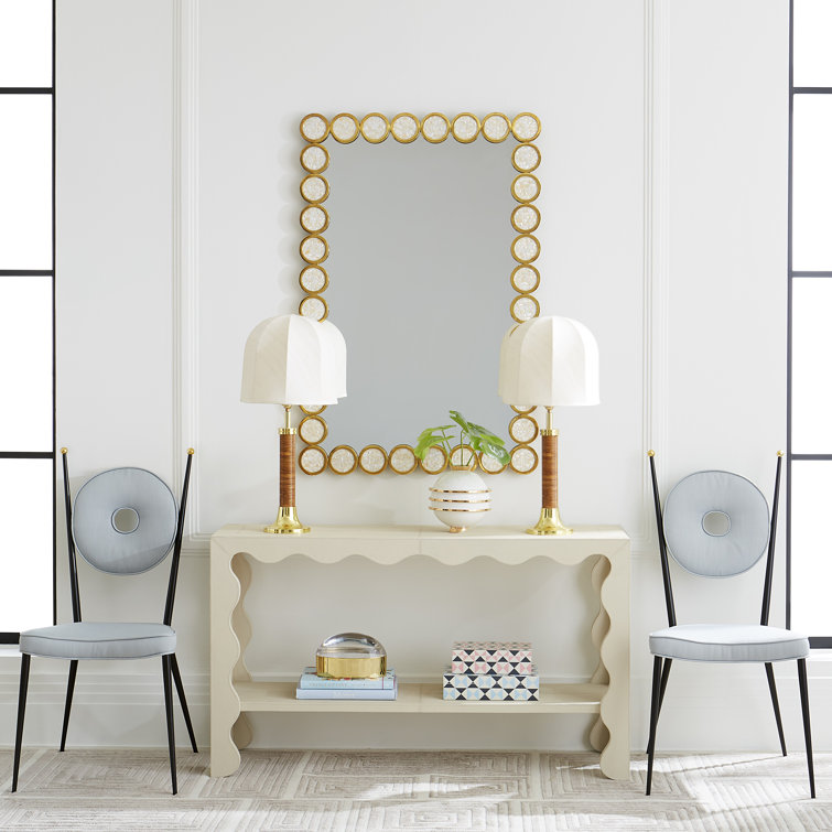 Twinkly Chic Pearl and Polished Brass Rectangular Mirror