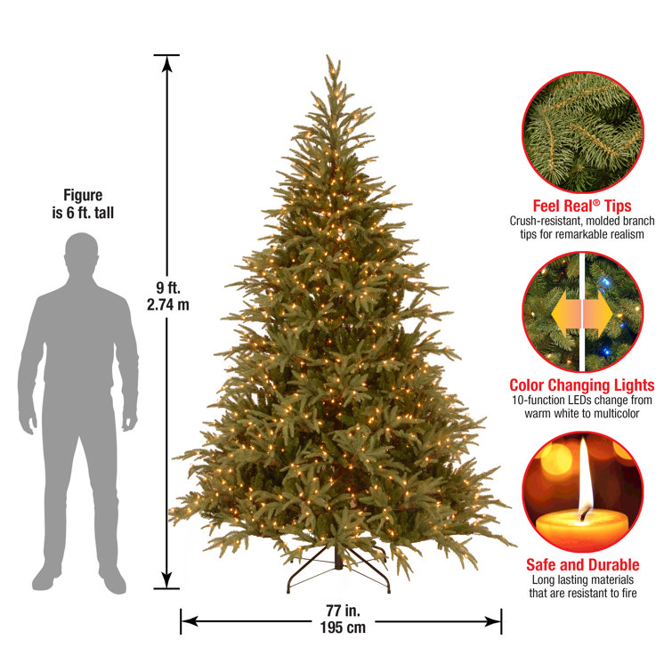 6.5' Green Fir Artificial Christmas Tree with Dual Color LED Lights