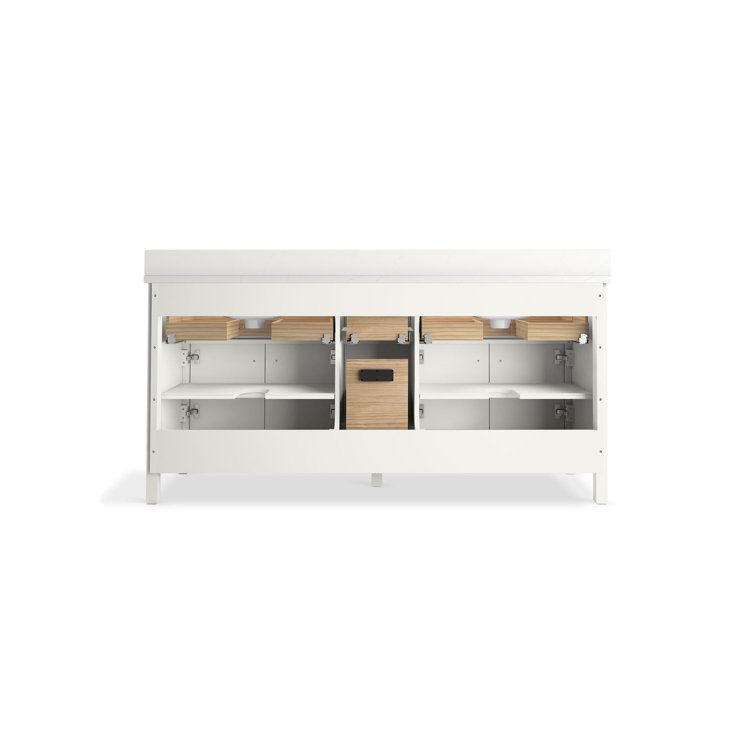 White Double Freestanding Bathroom Vanity with Quartz Top