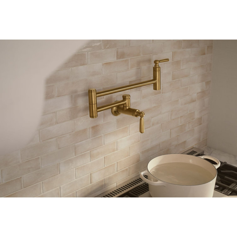 Edalyn Vibrant Brushed Moderne Brass Wall-Mount Pot Filler