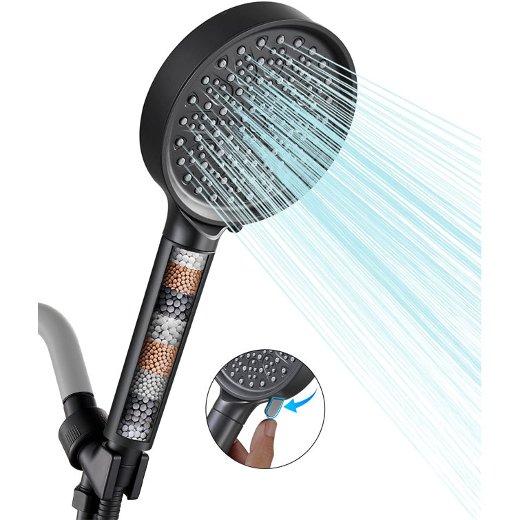 Matte Black Handheld 6-Spray Wall Mounted Shower Head