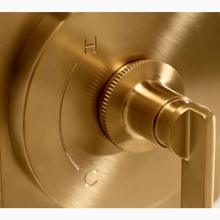 Vibrant Brushed Moderne Brass Wall Mounted Bath and Shower Trim Kit