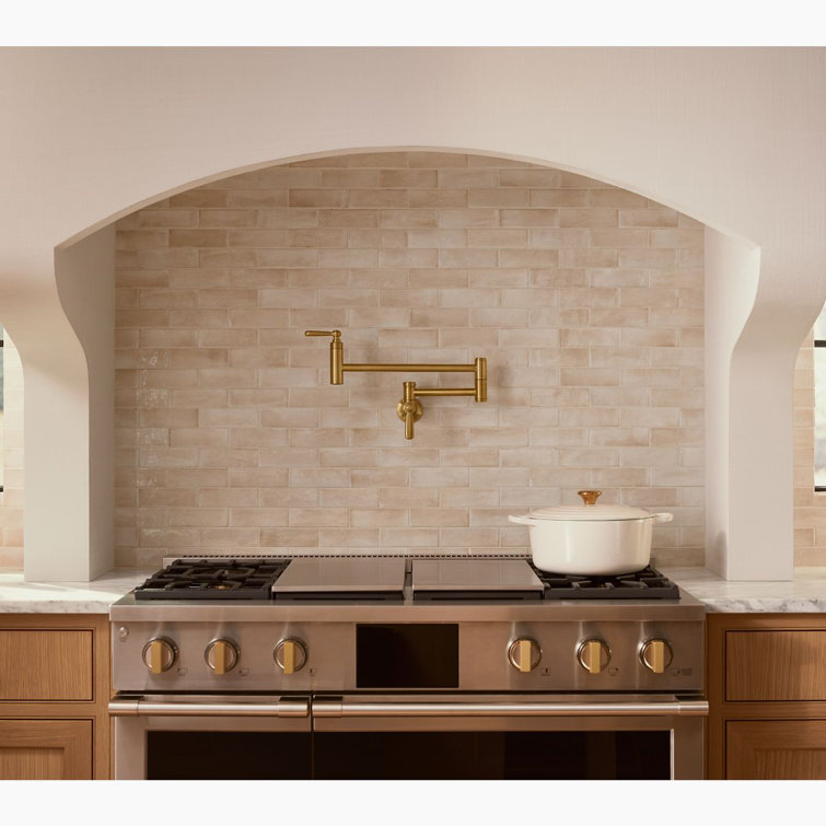Edalyn Vibrant Brushed Moderne Brass Wall-Mount Pot Filler