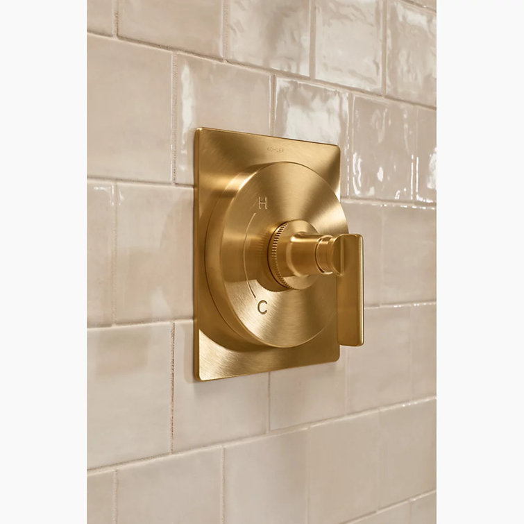 Vibrant Brushed Moderne Brass Wall Mounted Bath and Shower Trim Kit