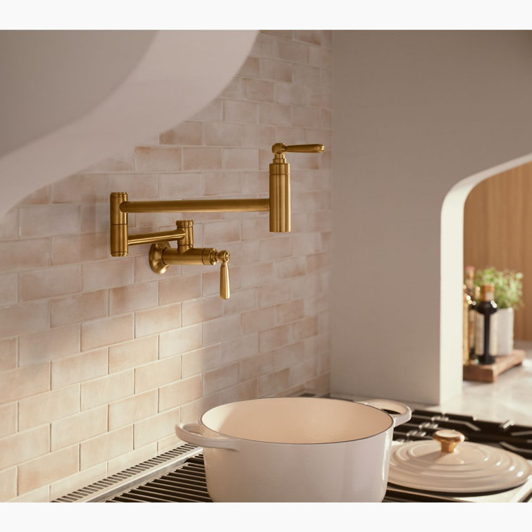 Edalyn Vibrant Brushed Moderne Brass Wall-Mount Pot Filler