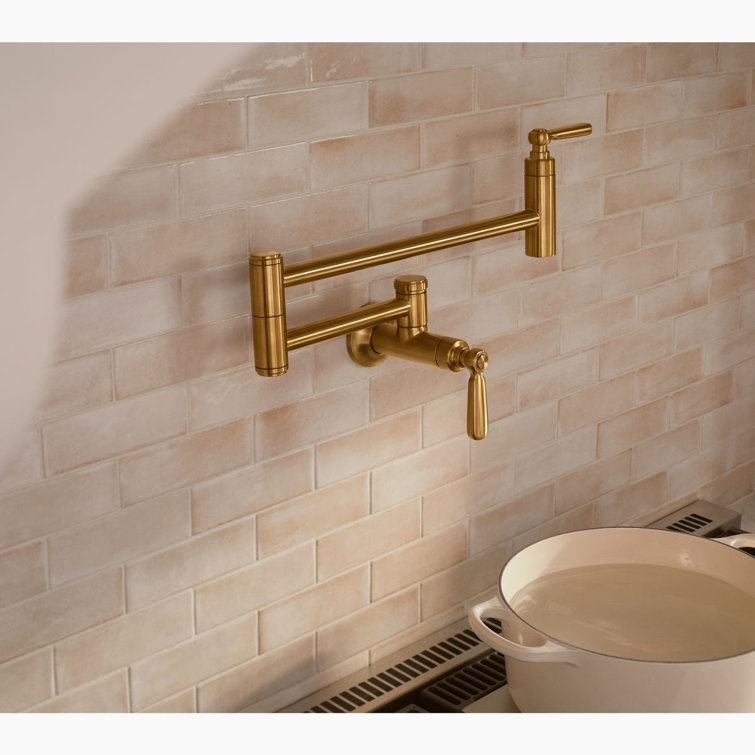 Edalyn Vibrant Brushed Moderne Brass Wall-Mount Pot Filler