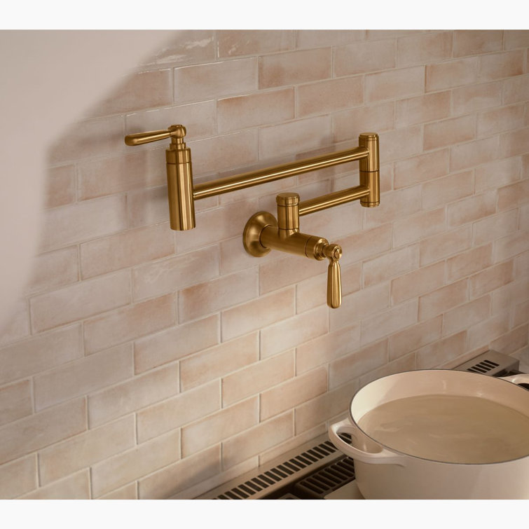 Edalyn Vibrant Brushed Moderne Brass Wall-Mount Pot Filler