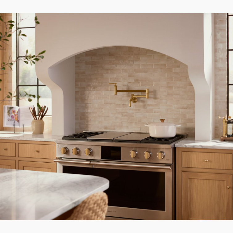 Edalyn Vibrant Brushed Moderne Brass Wall-Mount Pot Filler