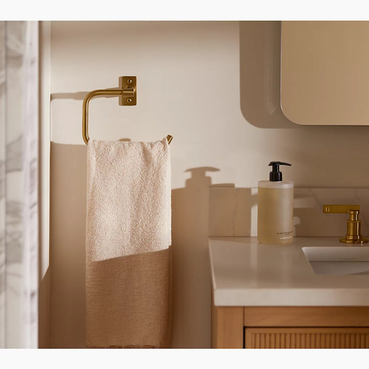 Vibrant Brushed Moderne Brass Wall Mounted Towel Ring