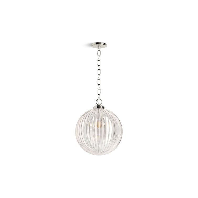 Polished Nickel 14" Glass Globe Pendant Light