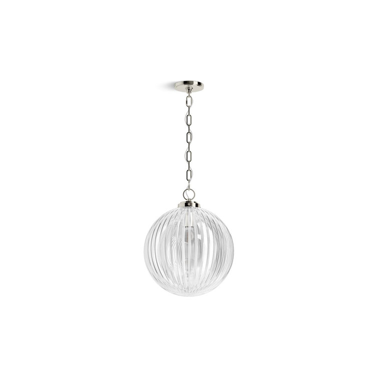 Polished Nickel 14" Glass Globe Pendant Light