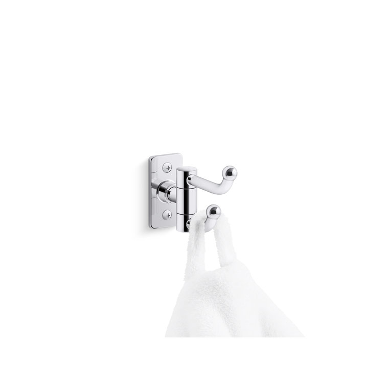 Polished Chrome Double Robe Hook with Modern Design