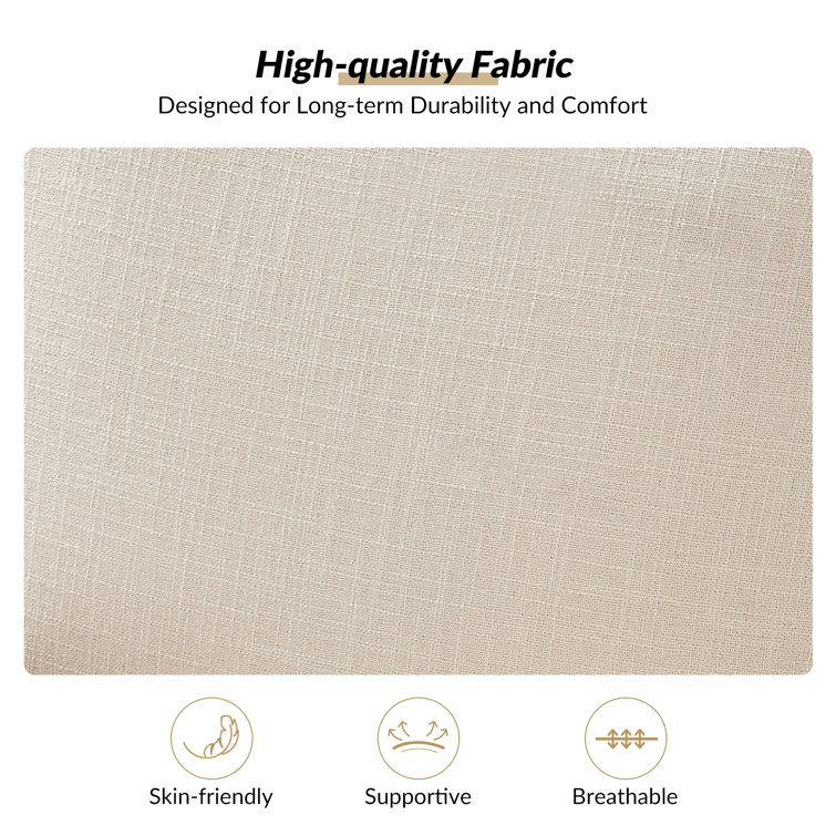 Beige Linen and Wood Handcrafted Armchair